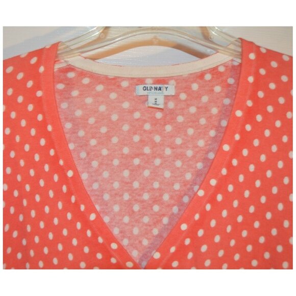 Old Navy Orange Polka Dot Blouse Women's Size M Long Sleeve Button-up Top - Picture 2 of 4